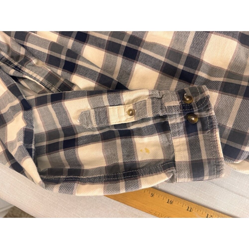 Carhartt Men’s XL Plaid Flannel Shirt Long Sleeve Button Up Work Blu/cre Cotton - Picture 5 of 8